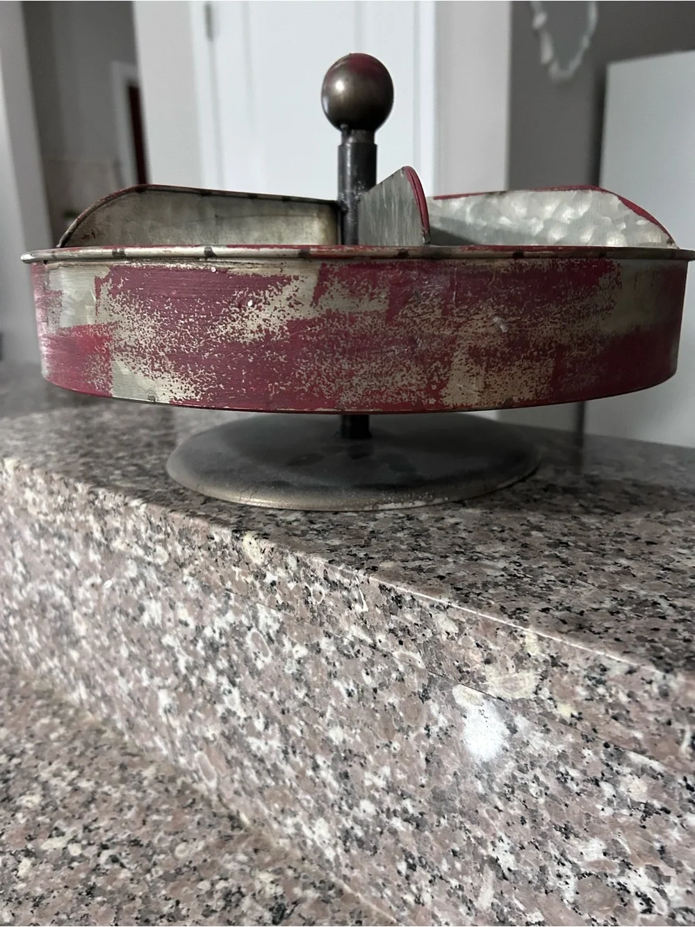Vintage distressed lazy Susan type desk organizer farmhouse decor